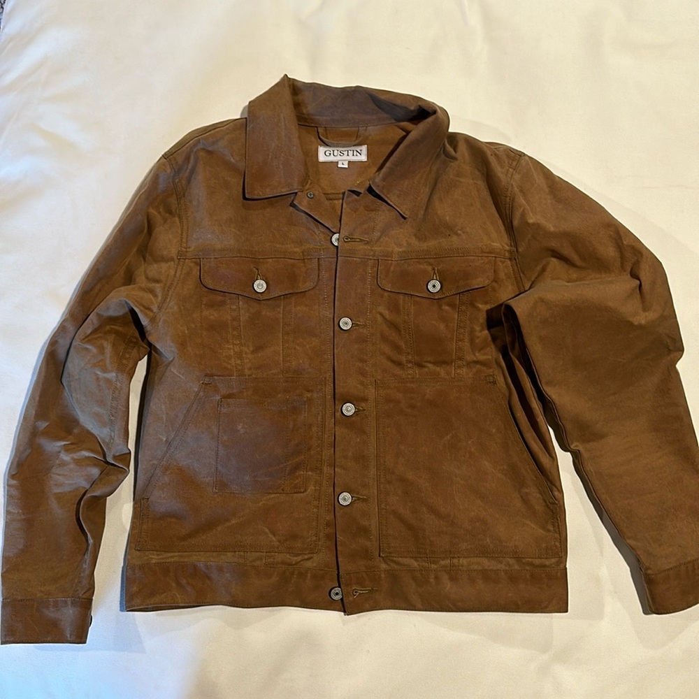 100% Waxed Cotton Made in USA Gustin Jacket - Gorgeous Condition!